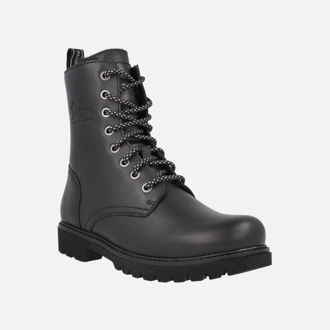 Botas negras de piel con cordones y forro de pelo FRISIA