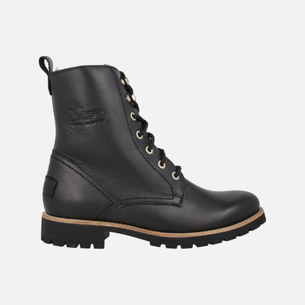 Black leather ankle boots with laces and fur lining FARA TRAV