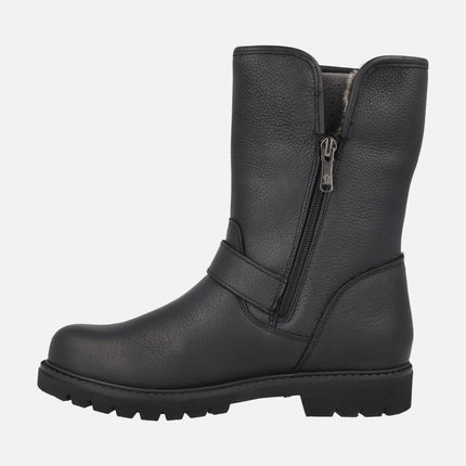 Botas negras de piel con forro de pelo Singapur