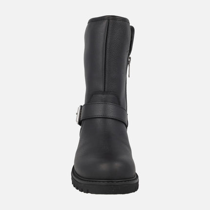 Botas negras de piel con forro de pelo Singapur