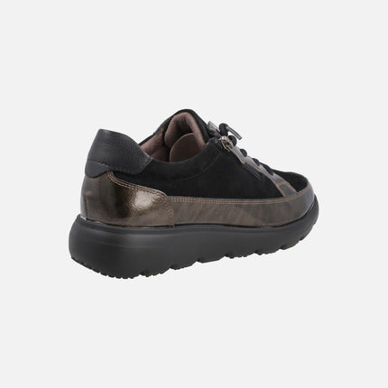 Zapatos deportivos multi material con cordones y cremallera para mujer