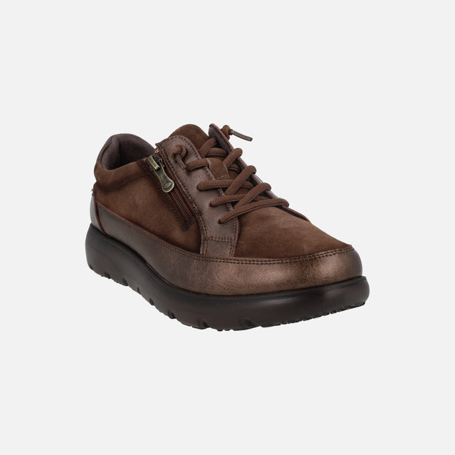 Zapatos deportivos multi material con cordones y cremallera para mujer