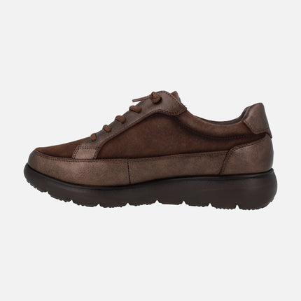 Zapatos deportivos multi material con cordones y cremallera para mujer