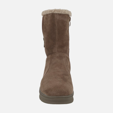 Botas de piel de caña baja con membrana impermeable y detalle de cremallera