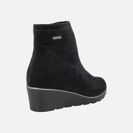WATERPROOF wedged ankle boots in suede effect fabric Special Width