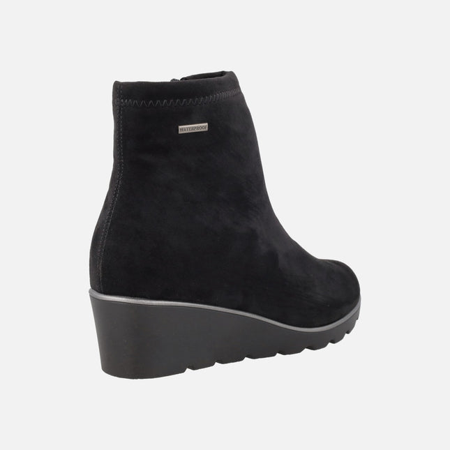 WATERPROOF wedged ankle boots in suede effect fabric Special Width
