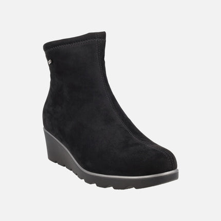 WATERPROOF wedged ankle boots in suede effect fabric Special Width