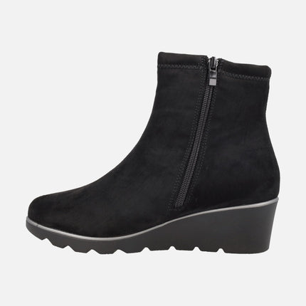 WATERPROOF wedged ankle boots in suede effect fabric Special Width