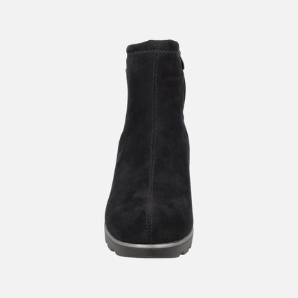 WATERPROOF wedged ankle boots in suede effect fabric Special Width