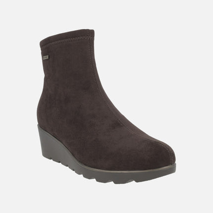 WATERPROOF wedged ankle boots in suede effect fabric Special Width
