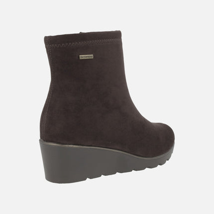 WATERPROOF wedged ankle boots in suede effect fabric Special Width