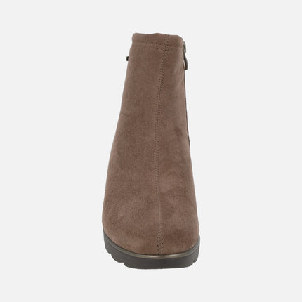 WATERPROOF wedged ankle boots in suede effect fabric Special Width