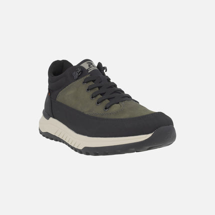 Men's ankle boots with waterproof membrane in a combination of green and Black