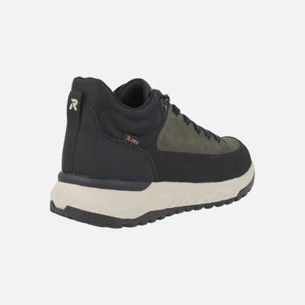 Men's ankle boots with waterproof membrane in a combination of green and Black