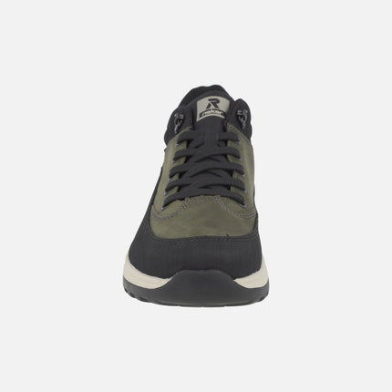 Men's ankle boots with waterproof membrane in a combination of green and Black