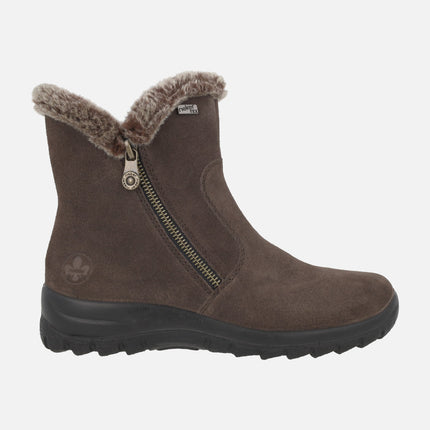 Botines de piel serraje marrón para mujer con membrana impermeable
