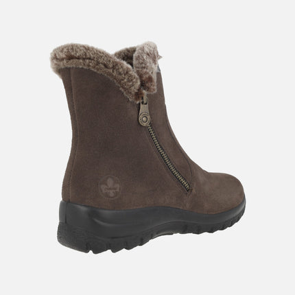 Botines de piel serraje marrón para mujer con membrana impermeable