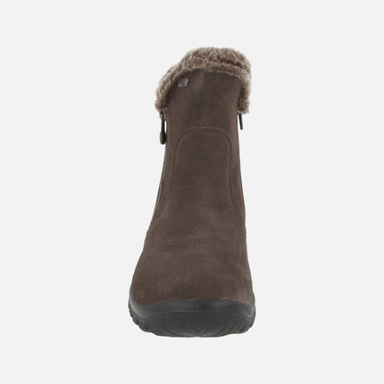 Botines de piel serraje marrón para mujer con membrana impermeable