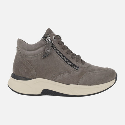 Botines para mujer en serraje gris con membrana impermeable