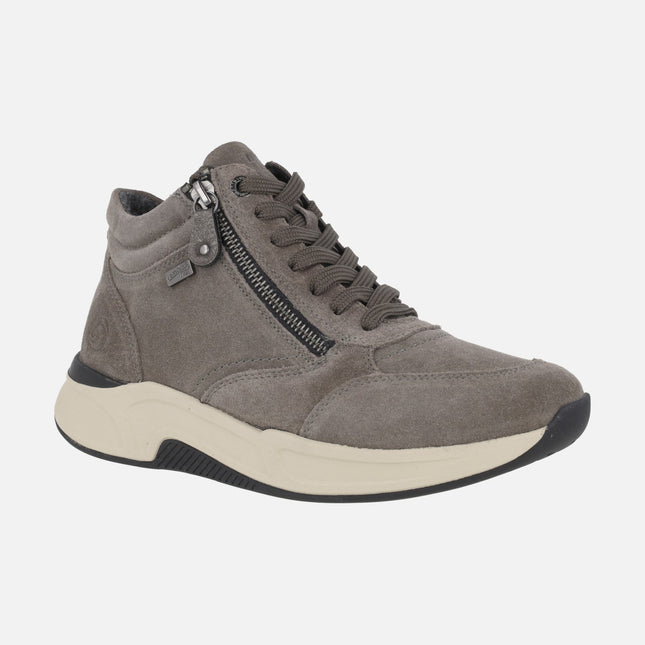 Botines para mujer en serraje gris con membrana impermeable