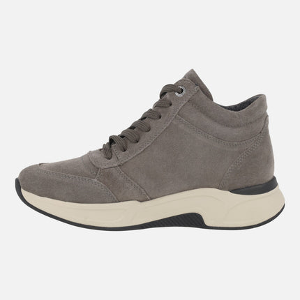 Botines para mujer en serraje gris con membrana impermeable