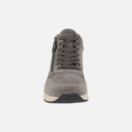 Botines para mujer en serraje gris con membrana impermeable