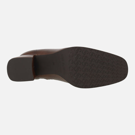 Wide-heeled ankle boots in elastic leather-effect fabric with ECO DRY system