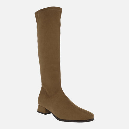 Botas altas en tejido elástico efecto ante con Eco Dry