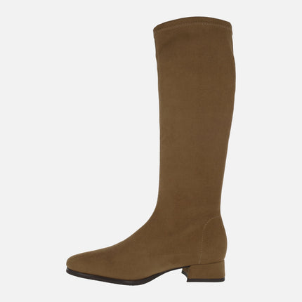 Botas altas en tejido elástico efecto ante con Eco Dry