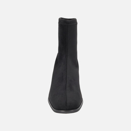 Botines de tacón bajo en tejido elástico efecto ante con Eco Dry