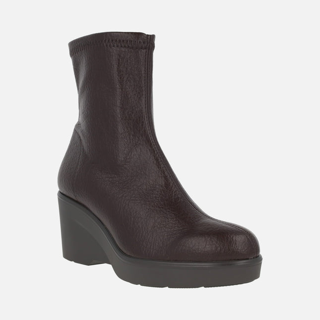 Botines de cuña efecto calcetín en tejido efecto piel con Eco Dry solutions