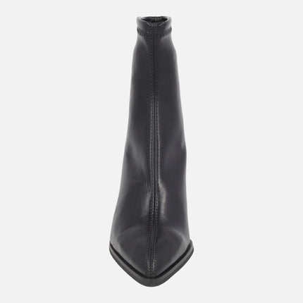 Sharp toe and thin heel ankle boots with Eco dry system