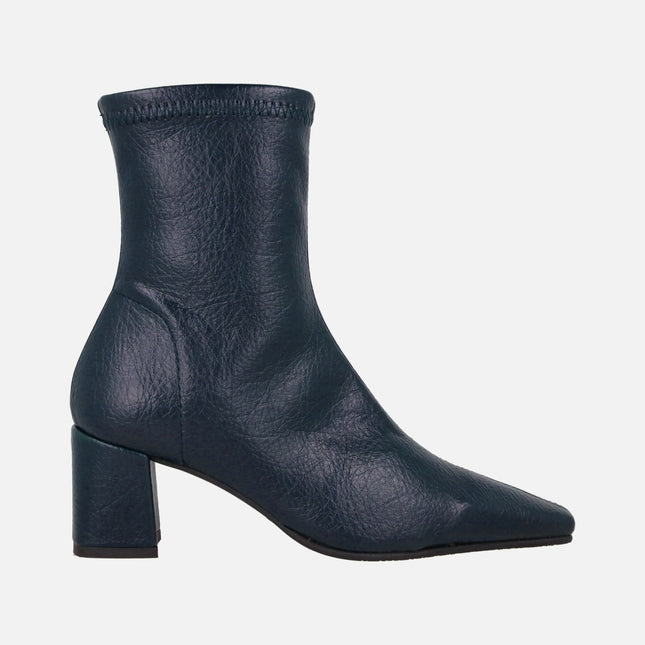 Botines de tacón estilo calcetín en tejido elástico efecto piel