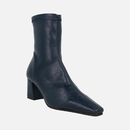 Botines de tacón estilo calcetín en tejido elástico efecto piel