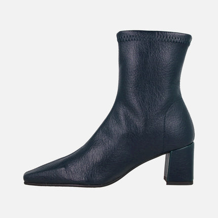 Botines de tacón estilo calcetín en tejido elástico efecto piel