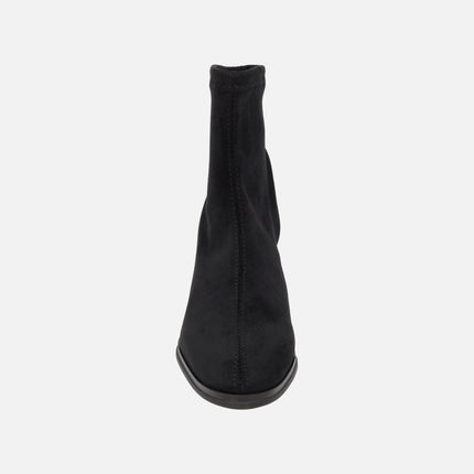 Botines de tacón ancho en tejido elástico efecto ante con Eco Dry