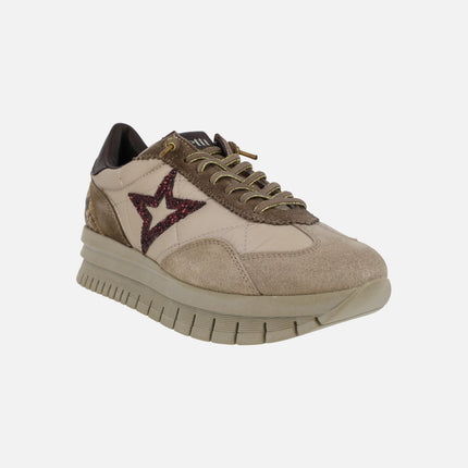 Platform sneakers in beige combination