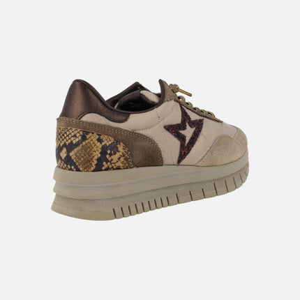 Platform sneakers in beige combination