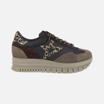 Black combi platform sneakers