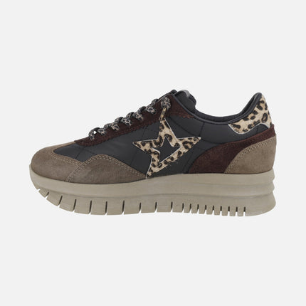 Black combi platform sneakers