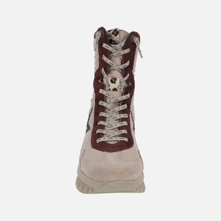 Deportivos abotinados estilo boxing con plataforma en combinado beige