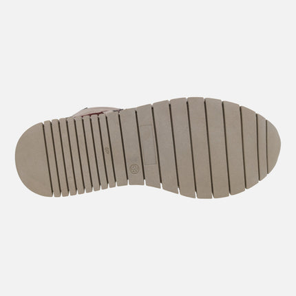 Deportivos abotinados estilo boxing con plataforma en combinado beige