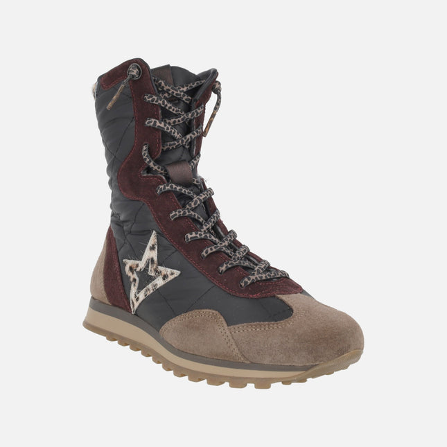 Combined boxing-style high-top sneakers in Black