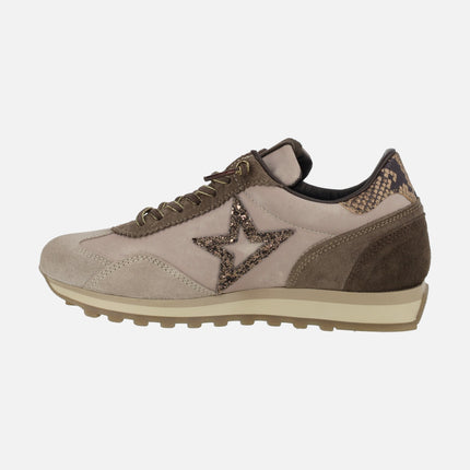 Women's sneakers in brown combination c-1259