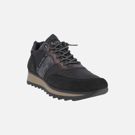 Black combi sneakers with elastic laces