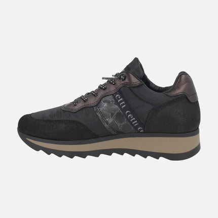 Black combi sneakers with elastic laces
