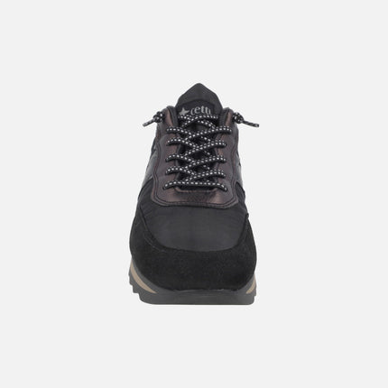 Black combi sneakers with elastic laces