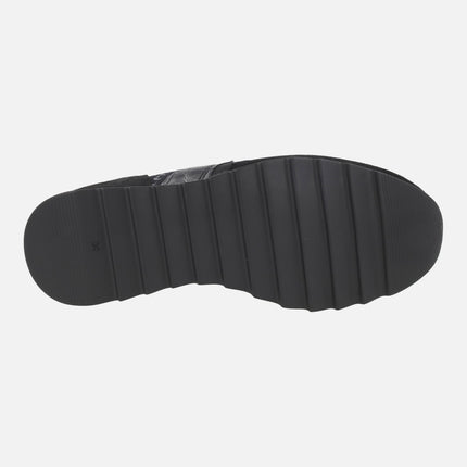 Black combi sneakers with elastic laces