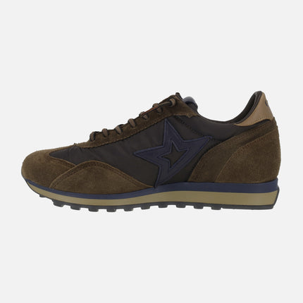 Zapatillas deportivas para hombre con cordones elásticos en combi marrón