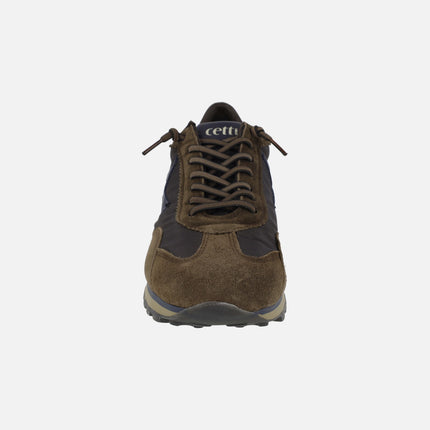 Zapatillas deportivas para hombre con cordones elásticos en combi marrón